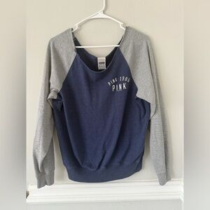 Victoria's Secret Pink Scoop Neck Raw Edge Loose Fit Sweatshirt Women's Sz XS‎